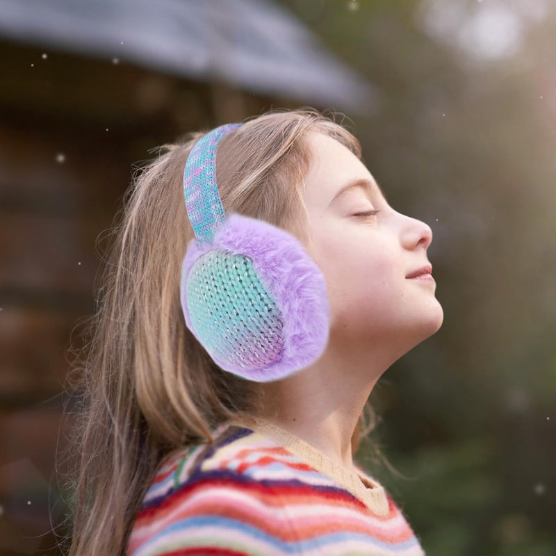 BUTITNOW Winter Knit EarMuffs for Kids Warm Furry Girls Ear Muffs Plush Toddler Ear Warmers Outdoor Ear Covers - Image 5